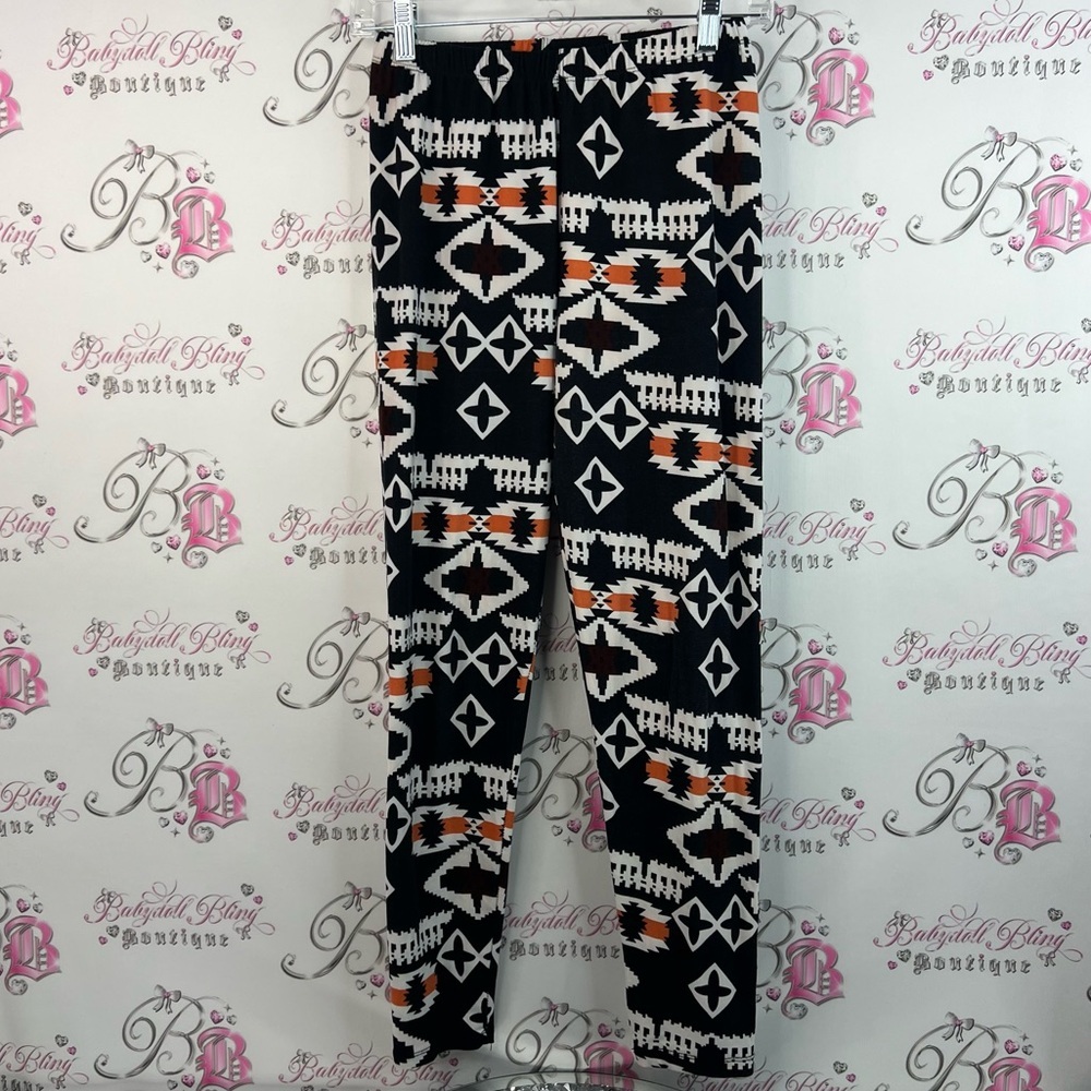Always leggings tights pants Geometric Print Leggings - Black, White, Orange